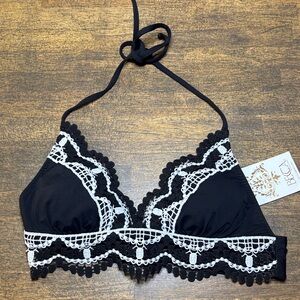 BECCA Black & White Lace Bikini Top